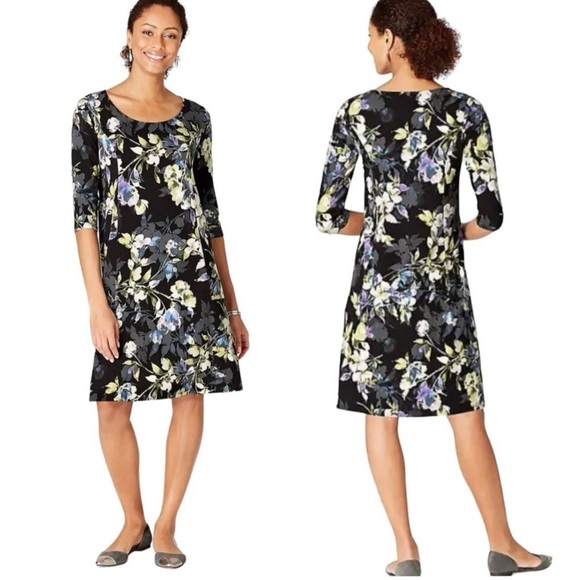 J. Jill Dresses & Skirts - J. Jill Wearever Collection Allium Moonlit Garden Dress Size L NWOT